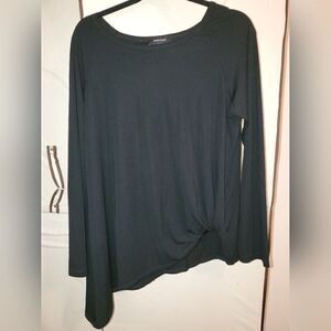 Karen Kane Long Sleeve Knot Top Blouse Black Sz XL